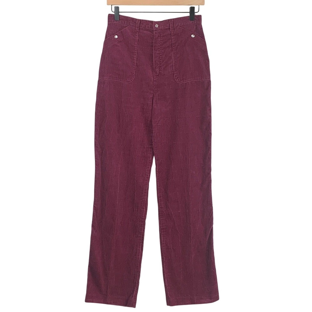 VTG 80s West Coast Connection Corduroy High Waisted Pants Sz 9-10 Burgundy